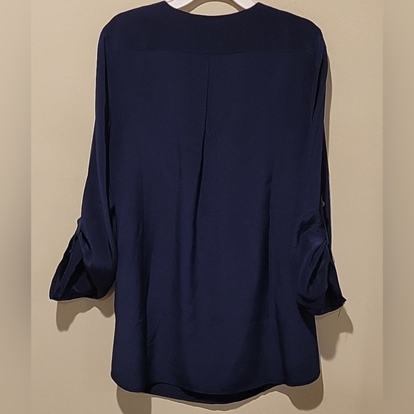 NWT - White House Black Market Beaded Silk Tunic in Classic Navy - Size 2 - Picture 9 of 9